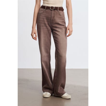 Hoog-Waisted Wijde Jeans van Katoen