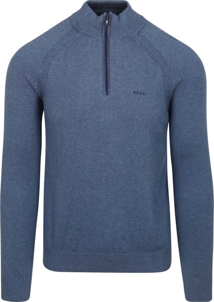 NZA - Blauwe katoenen half zip trui
