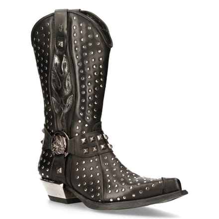New Rock zwart lederen cowboylaarzen met studs - M-7928-S1