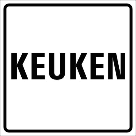 Keuken sticker, wit zwart 150 x 150 mm