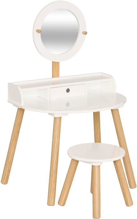 Atmosphera Kids Kaptafel met spiegel en Krukje - 61x42xH89cm - Wit
