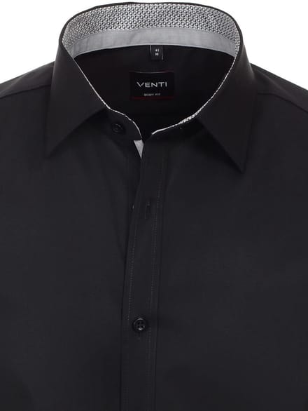 Venti Heren Overhemd Non Iron Zwart Body Fit 134024500-800 - L