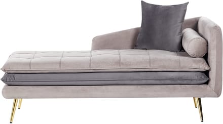 BELIANI GONESSE - Chaise longue - Taupe - Rechtszijdig - Fluweel