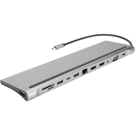 12-in-1 Docking Type-C naar Dubbel HDMI Zelfde Scherm Weergave USB VGA PD RJ45 Docking Station gray