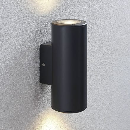 Lindby - Wandlamp buiten - 2lichts - Polycarbonaat, ABS - H: 21.5 cm - GU10 - donkergrijs (RAL 7024)