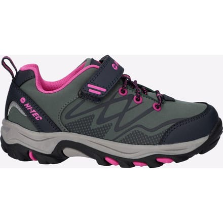 Hi-Tec Blackout Low Polyester Soft Shell Meisjes Donkere Bos/India Inkt/Roze Wandelschoenen