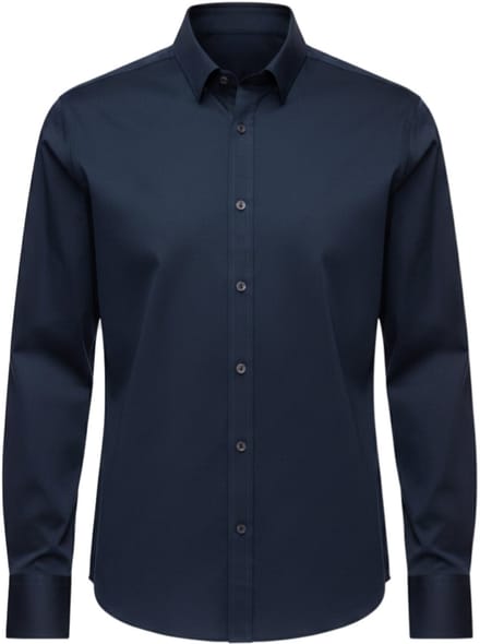 OMBRE Overhemd - Slim Fit - Katoen - Lange Mouw Marine L