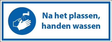 Na het plassen, handen wassen tekststicker 200 x 75 mm