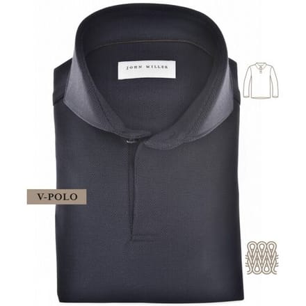 John Miller Polo Solid Color Jersey Long Sleeve Donker Blauw / male