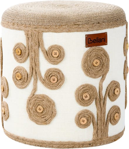 DIMAN - Poef - Wit/Beige - Jute