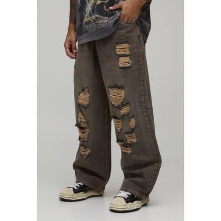 Extreme Baggy Jeans Met Scheuren Over De Hele Broek | Stone | Size 38