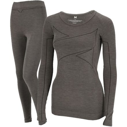 Xtreme Thermoset Dames - Merino Wol - Thermoshirt + Thermolegging - Grey Melange - Maat M