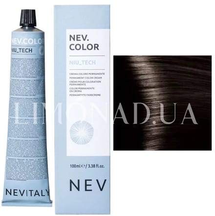 Permanente haarverf met ammoniak Nevitaly Niu_Tech 4/0 kastanje, 100 ml