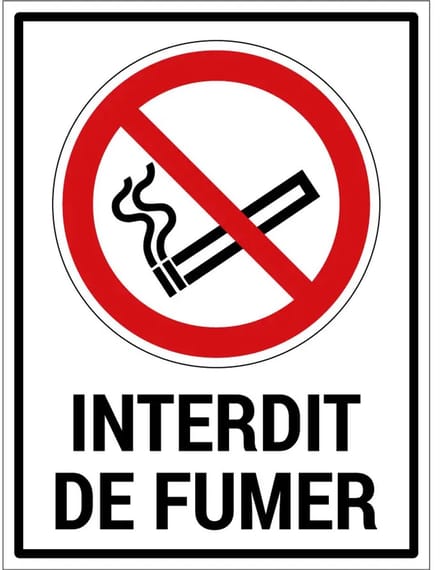 Interdit de fumer bord met tekst | gecoat dibond materiaal | 40 x 30 cm