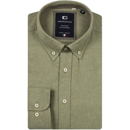 Giordano Overhemd Loretto Button-Down Melange Flanel Twill Groen / male
