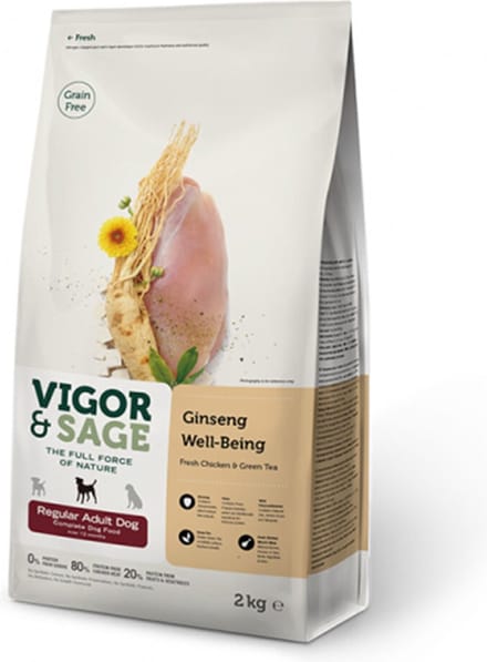 Vigor & Sage Hondenvoer Regular Well-Being Ginseng 2 kg