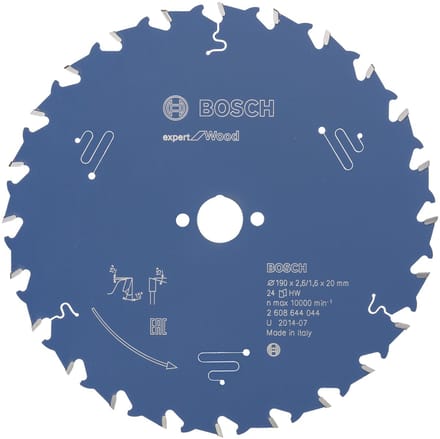 Bosch Accessories Expert for Wood 2608644044 Cirkelzaagblad 190 x 20 x 1.6 mm Aantal tanden: 24 1 stuk(s)
