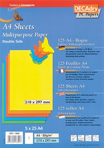 Decadry Gekleurd papier assorti kleuren 80 gram