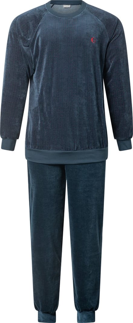 Gentlemen heren pyjama velours - maat L - ronde hals - Code - marine