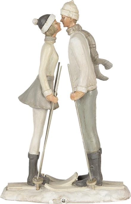 Clayre & Eef Beeld Paar 18x7x27 cm Grijs Wit Polyresin Woonaccessoires