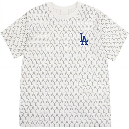 T-shirt unisexe à col rond et manches courtes avec imprimé intégral rétro MLB, coupe ample et décontractée, blanc 31TSMD031-07W M white