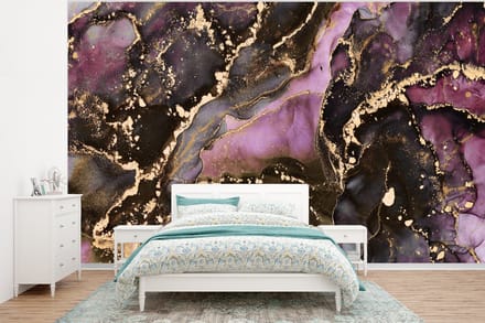 Behang - Fotobehang Marmer - Gold - Steen - Abstract - Breedte 295 cm x hoogte 220 cm