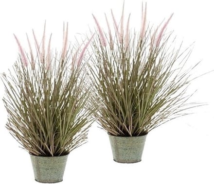 2x Groene kunst Pennisetum in pot 58 cm - Kunstplanten