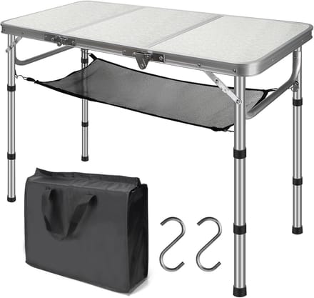 Unyqoos ® Compacte Inklapbare Camping- en Picknicktafel met Verstelbare Hoogte en Draagbaar Ontwerp