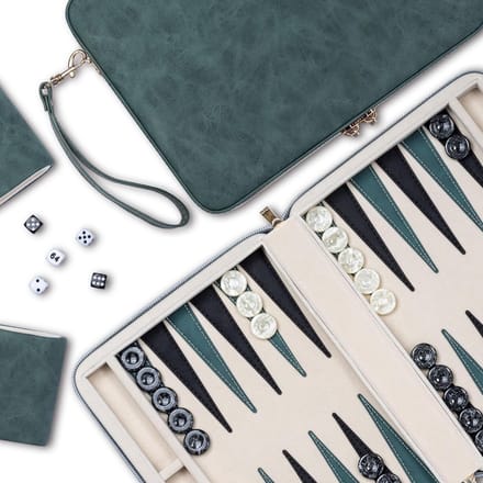 Backgammon Koffer – Luxe Backgammon Set – Lederen Bordspel – Reisspel Set - Draagbaar – Reisset
