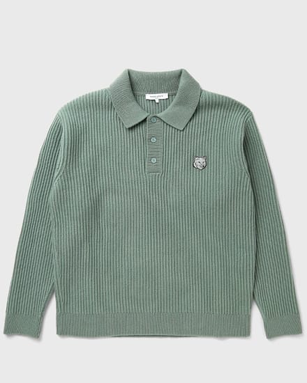 FOX HEAD WOOL RIBBED POLO JUMPER