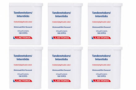 6x Lactona Intersticks Tandenstokers 100 stuks - Voordeelverpakking
