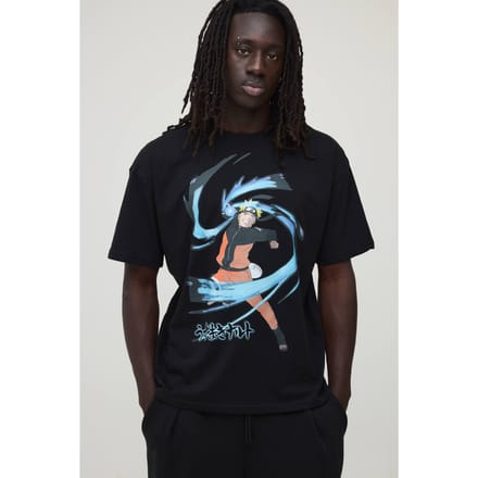 Naruto Uzumaki Punch Oversized Gelicentieerde Print T-shirt | Black | Size Medium