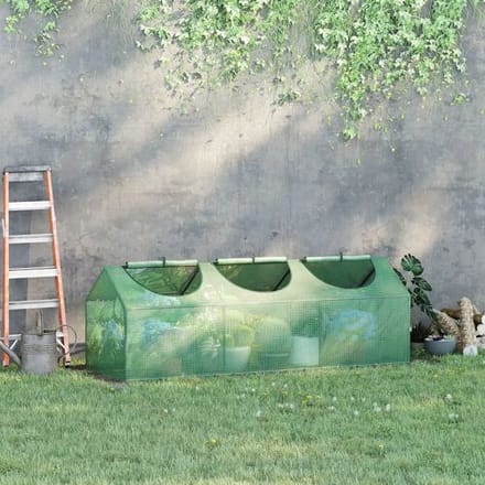Outsunny - Tunnelkas - met stalen frame - met 3 Ramen - Groen