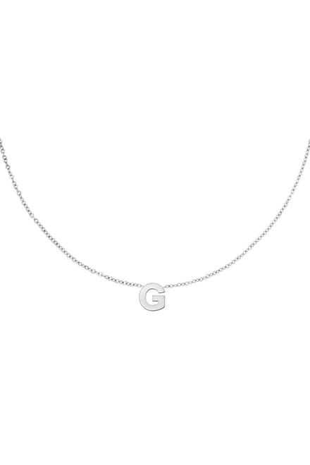 Edelstalen ketting initiaal G Zilver Stainless Steel
