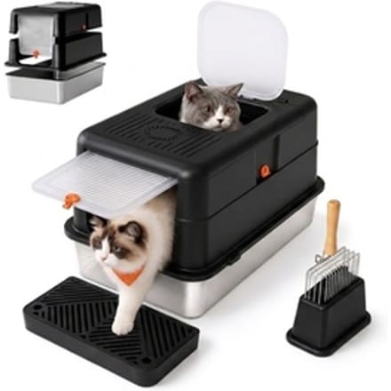 3-in-1 RVS kattenbak 85 ltr.: Zwart