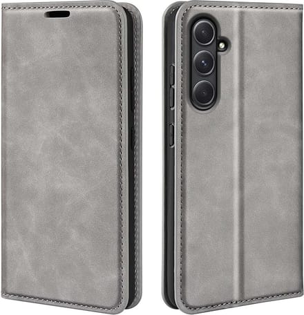 MobyDefend Hoesje - Geschikt voor Samsung Galaxy A55 - Luxe Wallet Bookcase (Magnetische Sluiting) - Grijs