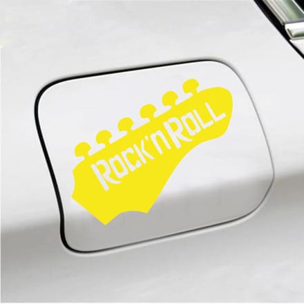 Bumpersticker - Rock N Roll - 10,7 X 14,8 - Geel