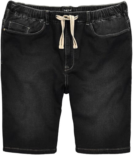 Men Plus - Heren - Superstretch jeansbermuda - Zwart - Maat L