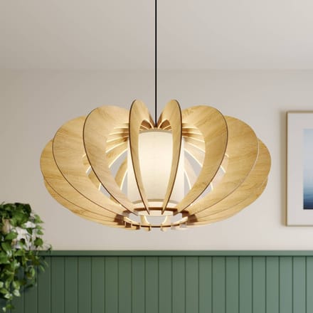 SIGMA Hanglamp Modern A L met houten lamellen, Ø 60 cm