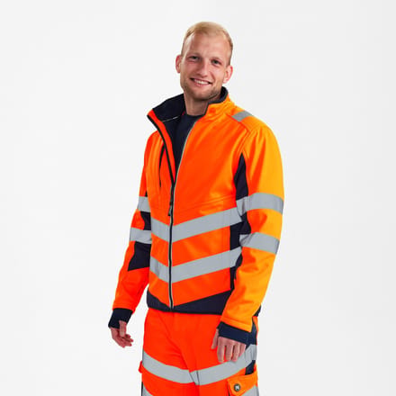 Engel Safety softshell jack 1158-237 - Hi-vis Orange / Blue Ink - S