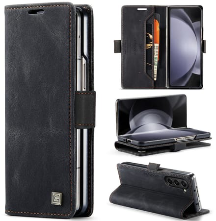 Luxe Flip Case met RFID Bescherming Kaarthouder en Magneetsluiting voor Samsung Galaxy Z Fold 6 _ Zwart