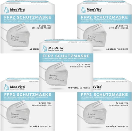 FFP2 Mond- en Neusmasker 200 Stuks - CE-gecertificeerd Halfmasker met Oorlussen