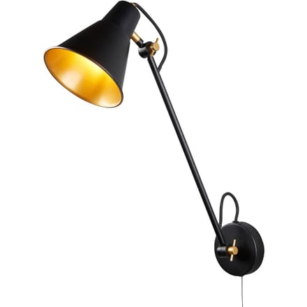 Searchlight Wandlamp 6302 van metaal, zwart-goud