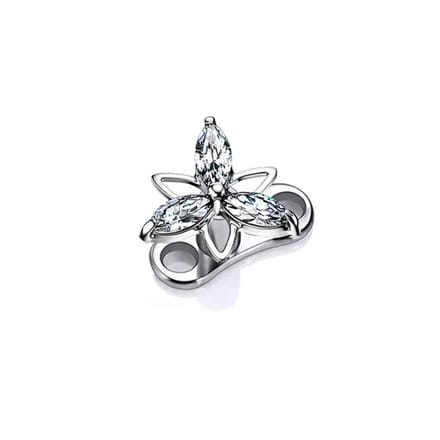Dermal anchor titanium 2 gaats incl tropical flower top wit - LMPiercings