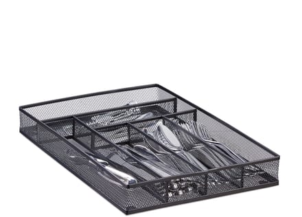 bestekbak - metaal - 5,1 x 28,6 x 40,6 cm - 6 vakken - zwart