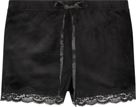 Hunkemöller Dames Shorts Velours Lace - maat 2XS