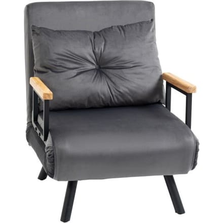 Fauteuil-lit - MUVOE - Canapé individuel - Dossier réglable - Velours - Gris foncé gris