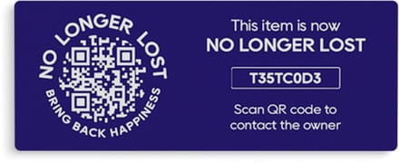 NoLongerLost - Stickers (x2) - Slimme Sticker groot rechthoekig (6.5 cm x 2.5 cm) - Donkerblauw - Unieke QR code - Tracking