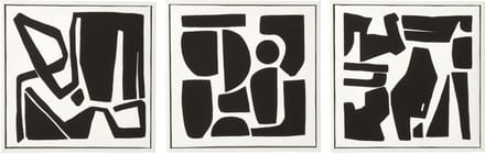 J-Line schilderij Geometrisch - hout - wit/zwart - 3 stuks