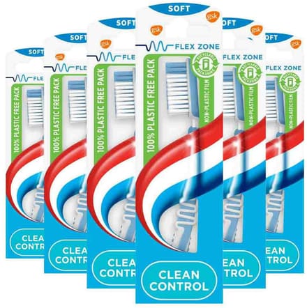Aquafresh - Tandenborstel Clean Control Soft - 6 x 1 stuk - Voordeelverpakking